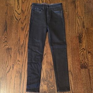 rag & bone Black Slightly-coated Skinny Jeans